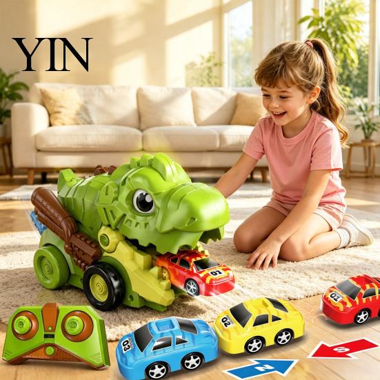 Competitive Dinosaur Car Toy RC Magnetic Toy, Remote Control Swallowing Dino Kids Electric 2 Players Snake Game Vehicle for Mini