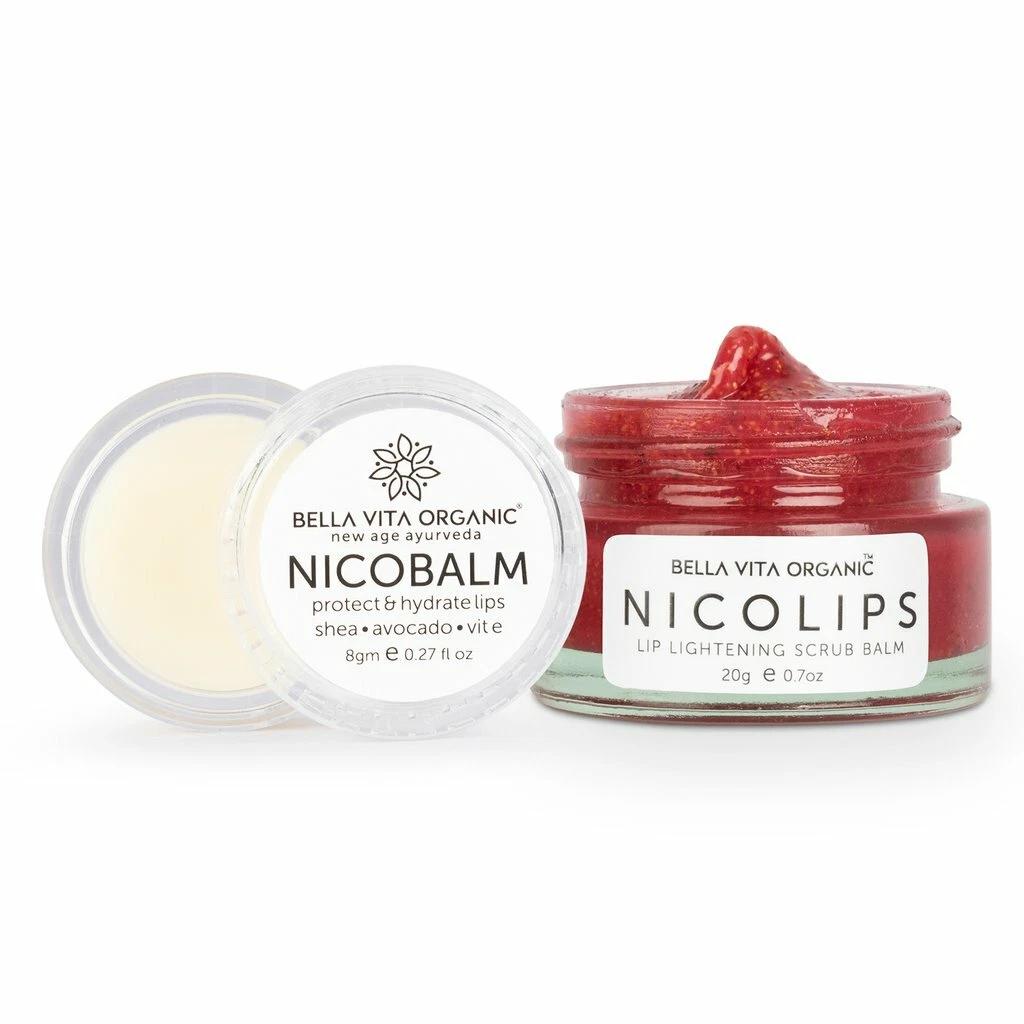 NicoLips Lip Scrub & NicoBalm Lip Balm Combo For Dry, Chapped & Dark Lips