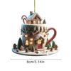 Christmas Tree Decor Pendant 2D flat Acrylic xmas Coffee Cup Snow House Holiday Pendant Christmas Home Ornaments decoration