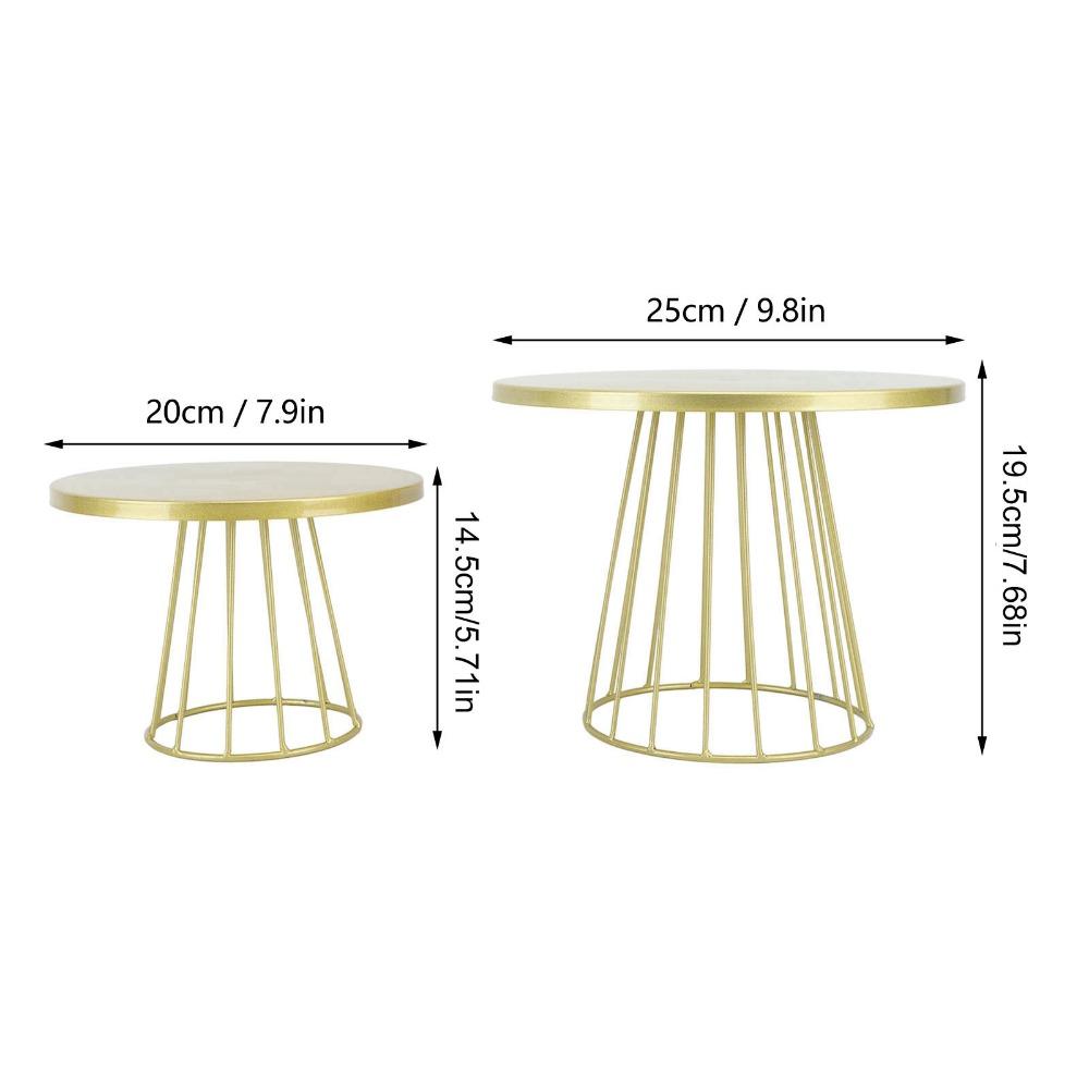 2pcs Gold Cake Display Stand Round Top Metal Cake Stand Classic Round Cake Stand Afternoon Tea