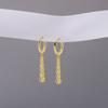 925 Sterling Silver Zircon Long Hoop Earrings Simple Light Luxury Golden Silver French Earrings
