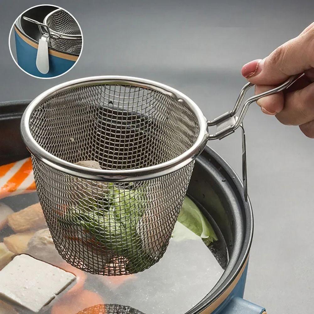1Pcs Cooking Utensils Hot Pot Strainer Long Handle Frying Filter Basket Mesh Strainer Spoon