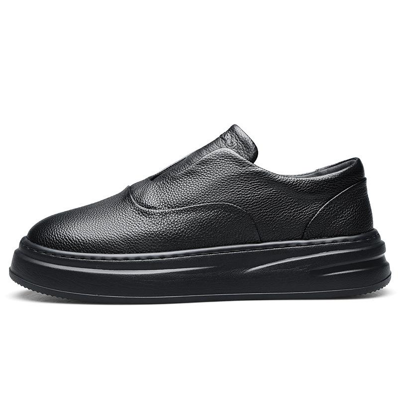 Повседневная мужская обувь на толстой подошве, увеличивающая рост, лоферы, простые туфли на мягкой подошве, белые кожаные дышащие трендовые туфли на доске