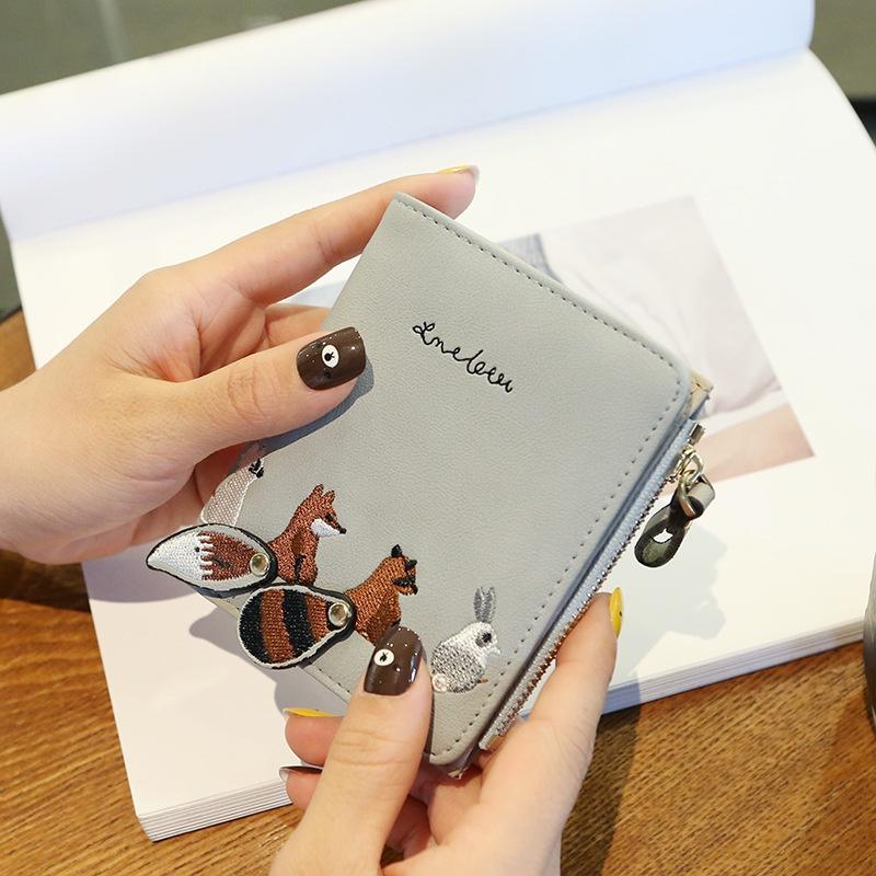 IELGY ins Wallet Female Short Style Korean Version Cute Fresh Folding Mini Trendy Unique Coin Purse