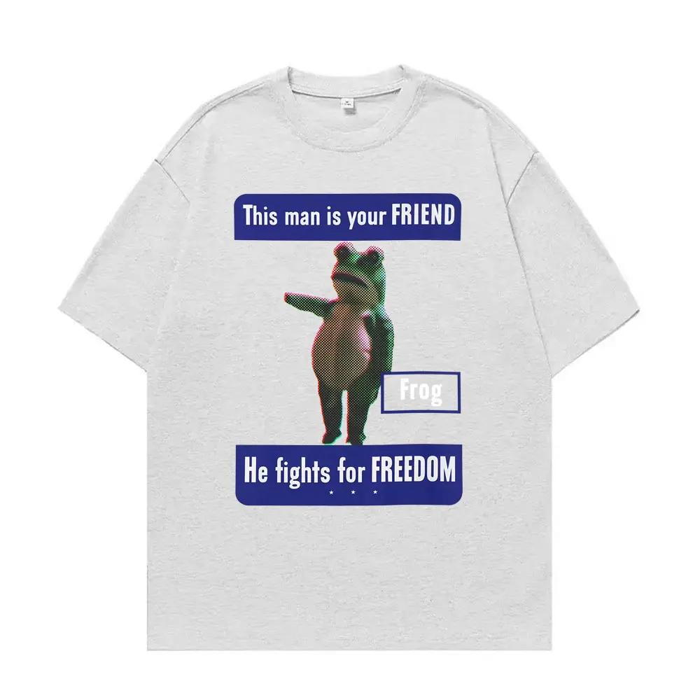 This Unisex Is Your FRIEND Portland Frog AntiICE Tshirt Absurdist Protest Funny Meme Tshirts Unisex Women Summer Tops Loose T Shirt