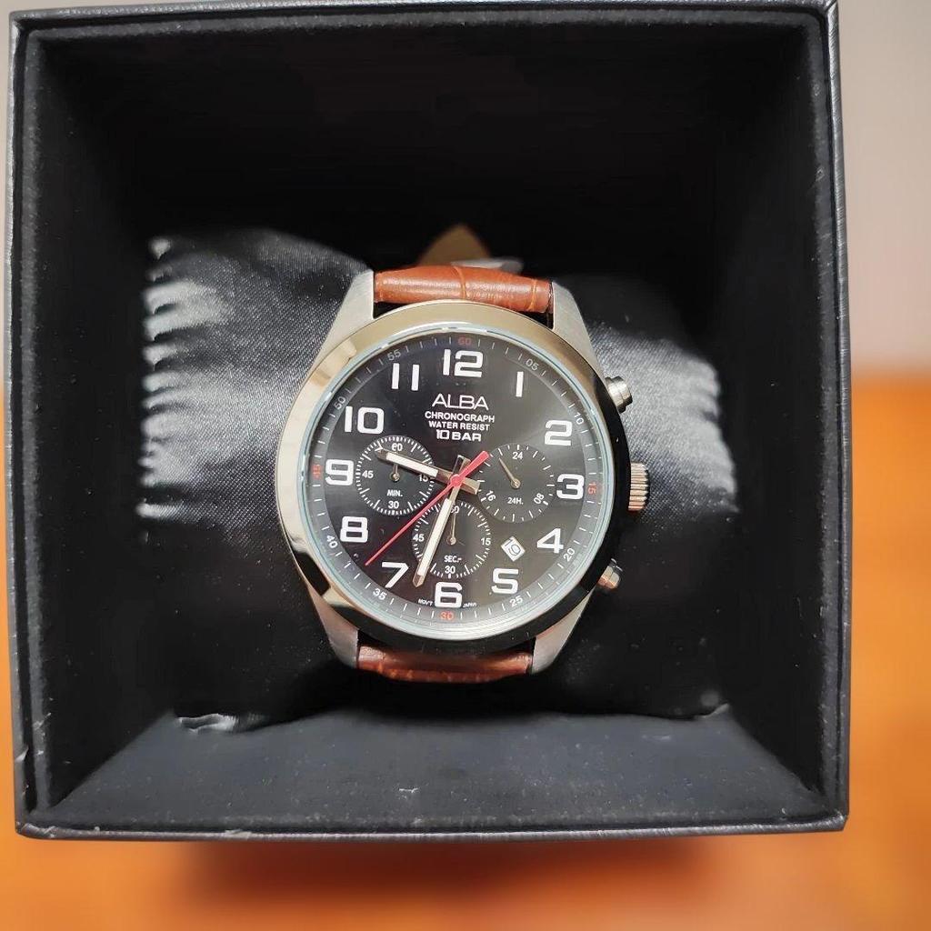 Б/у Seiko ALBA Эксклюзивная модель для зарубежного рынка Хронограф 10 АТМ Кожаный ремешок
