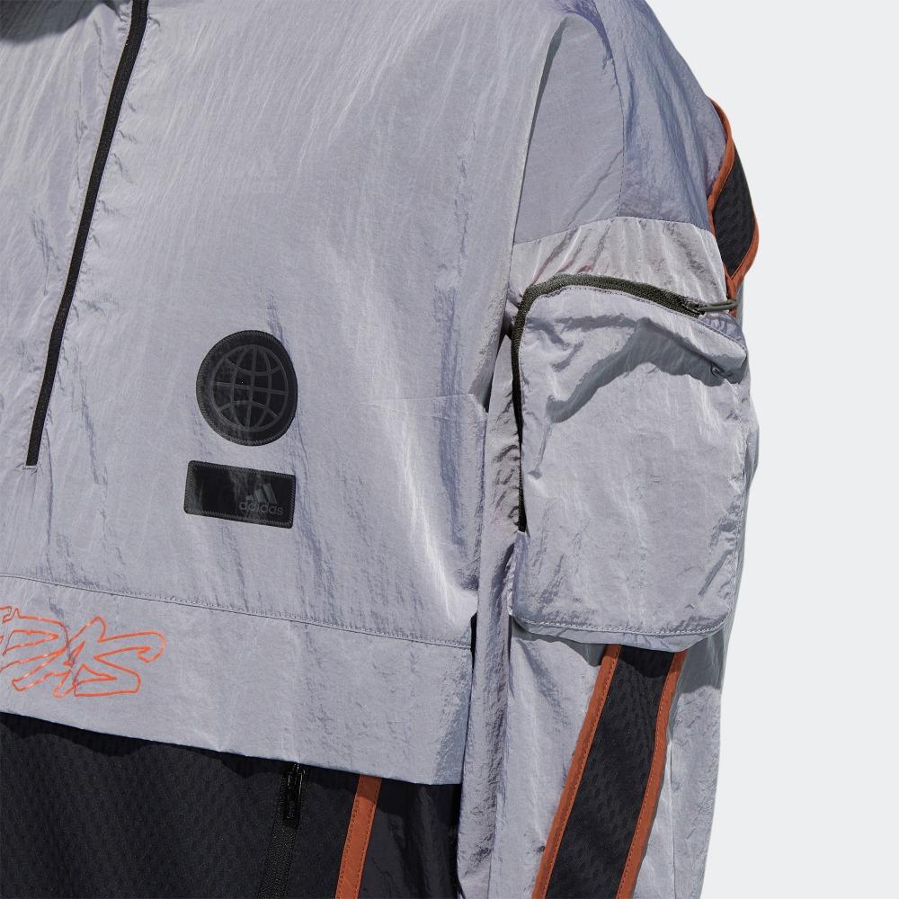 Adidas Спортивная куртка с воротником-стойкой и полумолнией Мужские куртки Черный Серый GP0843