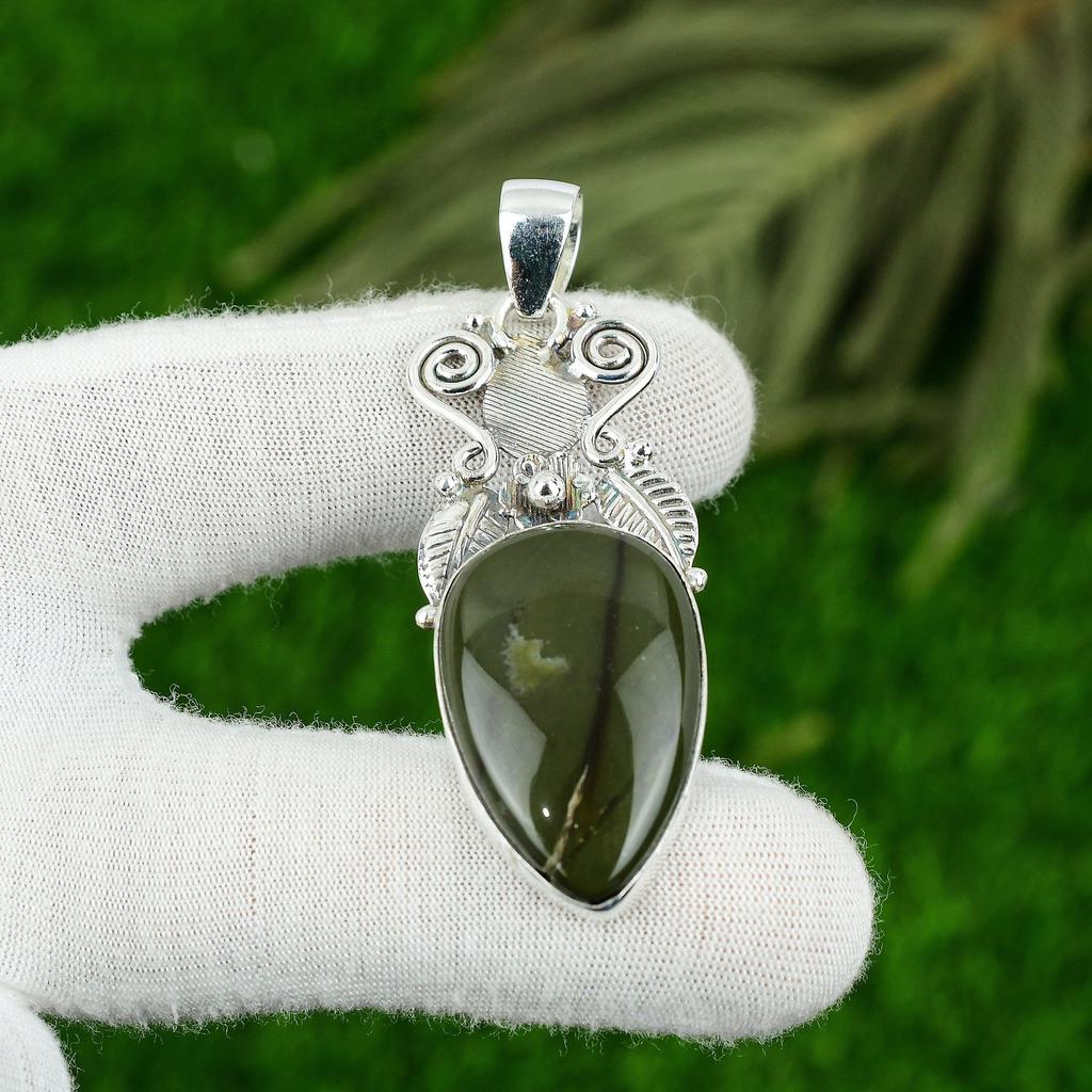 Sterling Silver Polychrome Jasper Gemstone Birthday Bezel Engagement New Pendant