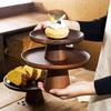 Wooden Dinner Plate Round Serving Platter High Stand Sushi Dish Food Serving Trays for Fruits Salads Dessert Bread Cake