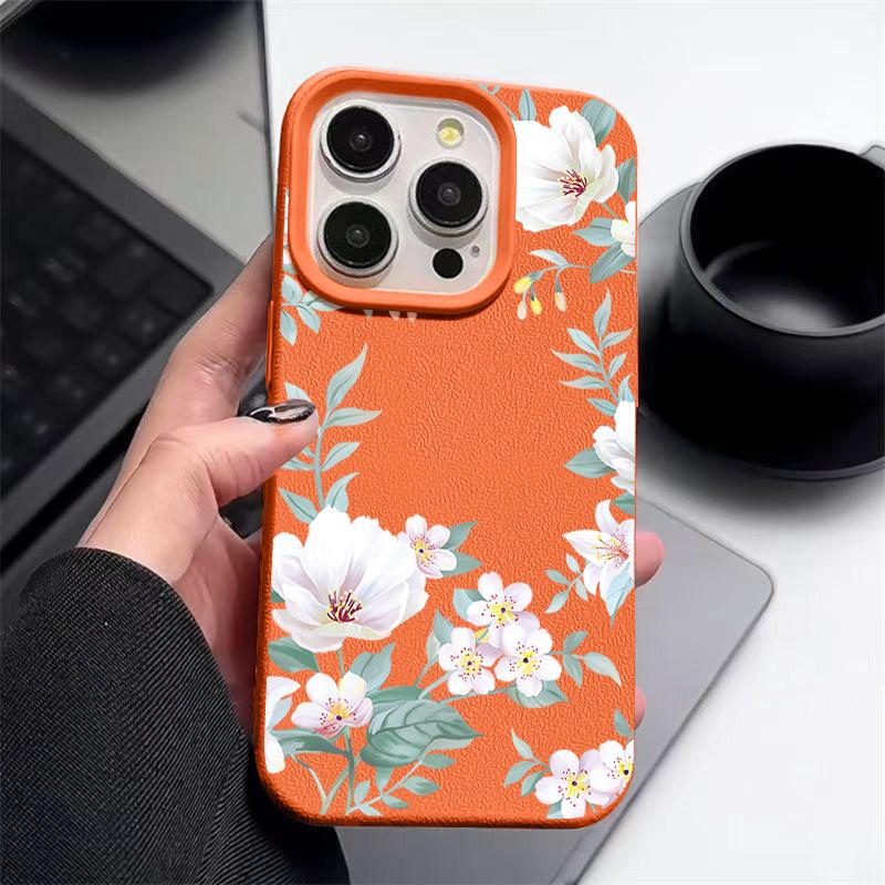 Для iPhone 16 Pro Max 15 Pro 14 13 12 11 чехол с цветочным принтом матовая кожа текстура TPU мягкий ударопрочный тонкий чехол для телефона