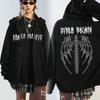Готическая толстовка с длинным рукавом в стиле Харадзюку, женская толстовка со скелетом Y2K, эстетичная уличная одежда в стиле хип-хоп, винтажная одежда на молнии