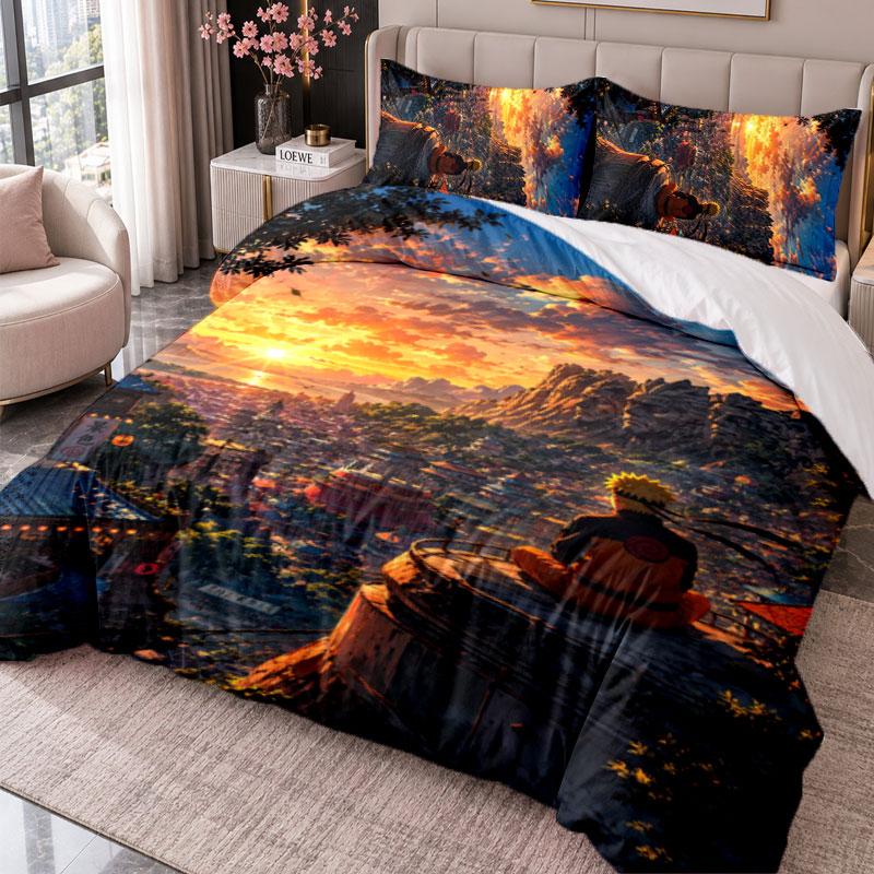 Naruto 3Pcs Bedding Set Duvet Cover With Two Pillowcases For Bedroom Home Decoration