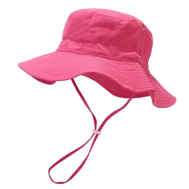 New Solid Color Kids' Bucket Hat with Windproof Rope: Breathable, Foldable, and Sun-Protective for Summer