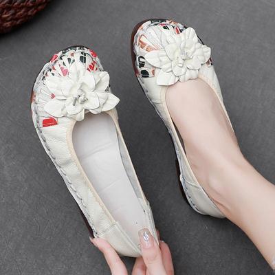 Женские мокасины Flroal, повседневные женские элегантные винтажные балетки, женские летние лоферы, роскошные туфли на плоской подошве из натуральной кожи