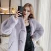 Winter Thickened Temperament Solid Color Collar Imitation Fur Jacket Women's Curly Hair Long Fur
