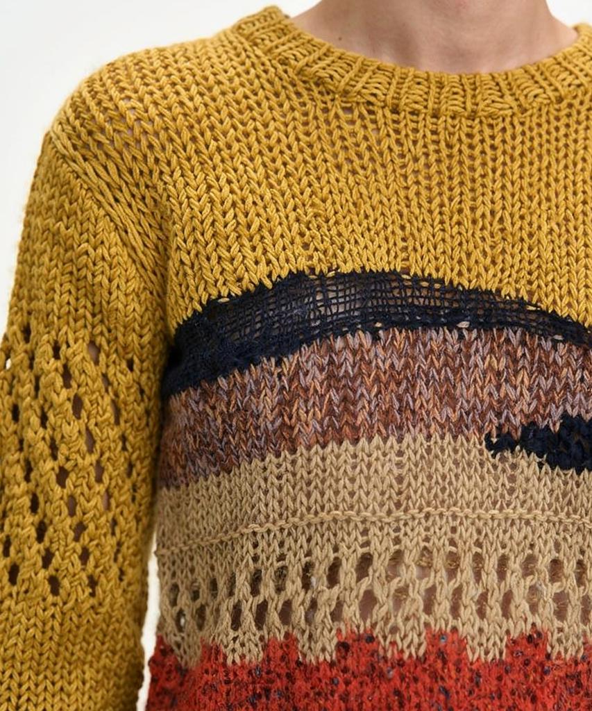 ADSB ANDERSSON BELL Yellow Hand-Crocheted Crew-Neck Sweater Atb1550M(Yellow)