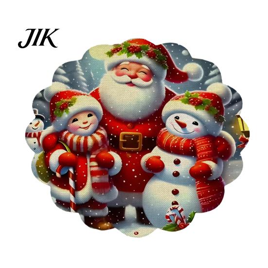Round Washable Placemats Christmas Placemat, 14 Inch Festive Pattern Anti Slip Tabletop Protector, Party Table Setting Heat Insulation Place