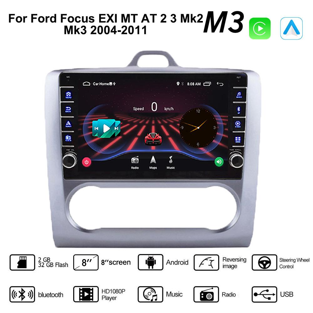 Автомобильное радио на базе Android для Ford Focus EXI MT AT 2 3 Mk2 Mk3 2004-2011 с кнопочной ручкой, мультимедийный плеер, навигация, GPS Carplay 2 + 32 ГБ