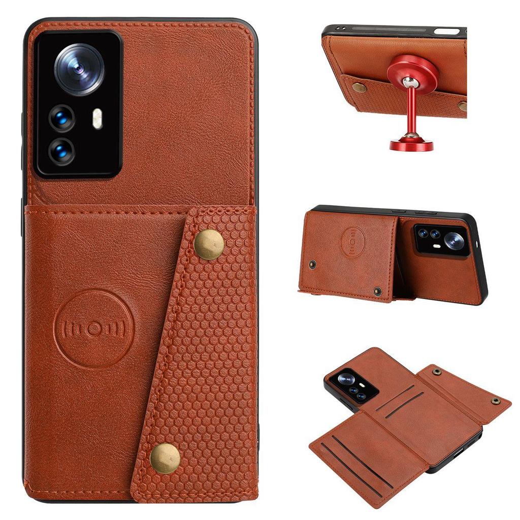 Винтажный кожаный держатель для карт, чехол-кошелек на телефон для Xiaomi 12T Pro, 12 Pro, 12X, Mi 12 Lite, с карманами для карт, двойная кнопка-защелка, флип-кошелек