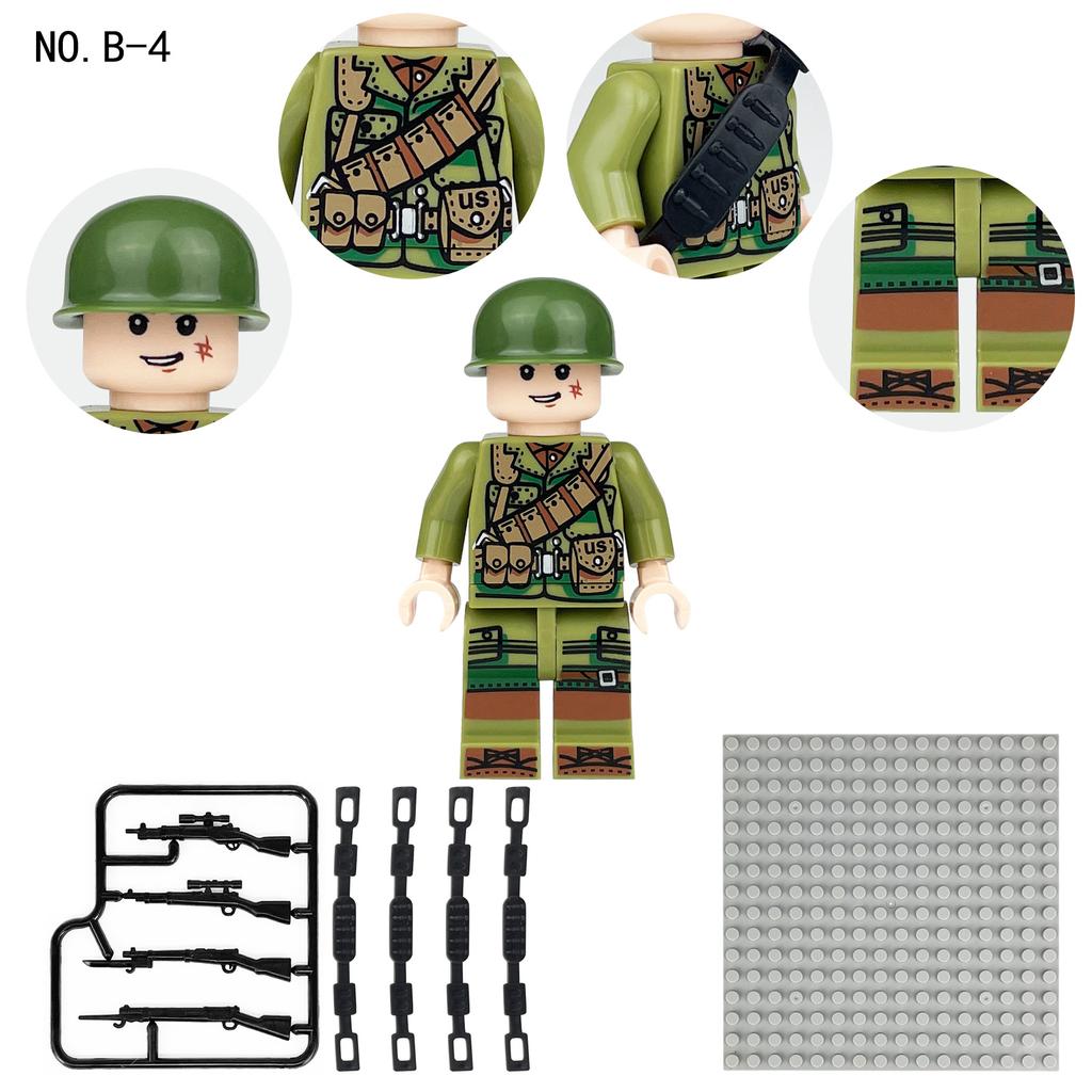 World War II Army Set Children's Building Blocks for Military War Scenes
