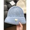 Japanese Style Small Blue Knitted Hat with Large Head Circumference and Face Women's Autumn and Winter Ear Protection Warm Woolen Hat for Men