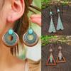 Bohemian Style Retro Earrings with Metal Geometric Hollow Out Ethnic Style Earrings