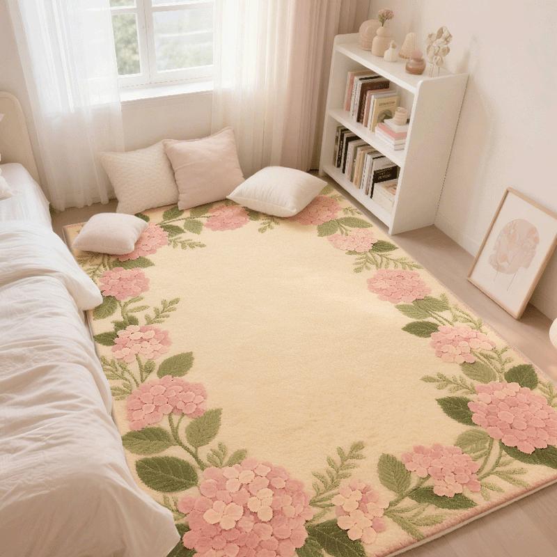 Flower Pattern Carpets for Living Room French Style Bedroom Decor Large Carpet Thick Plush Lounge Floor Mat home Fluffy Soft Rug