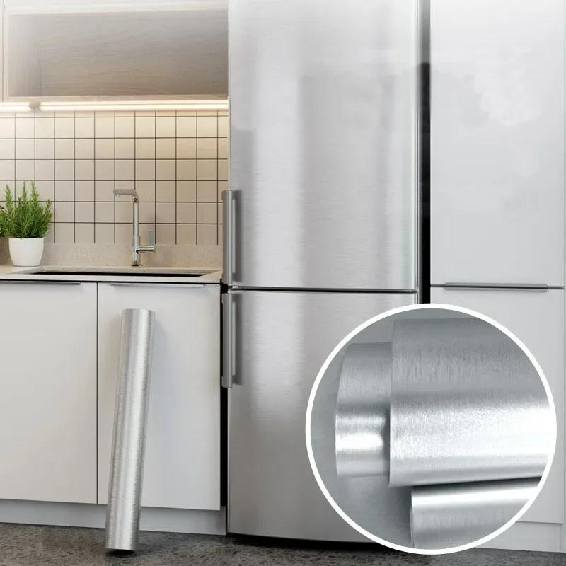 Waterproof Stainless Steel 40cm Metal Brushed Silver Wall Sticker Kitchen Living Room Refrigerator Countertop Adhesive Wallpaper