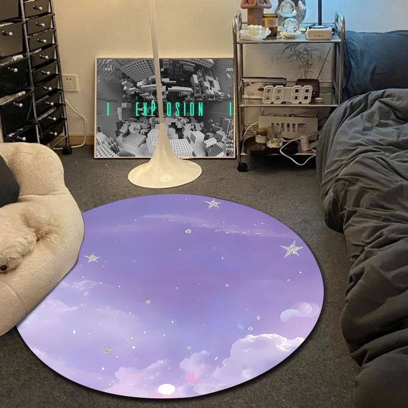Artistic Round Cat Multicolor Floor Rug, Non-Slip Floor Mat for Hallway