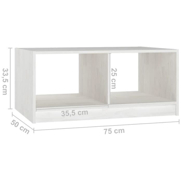 VidaXL Table basse Blanc 75x50x33,5 cm Bois de pin massif