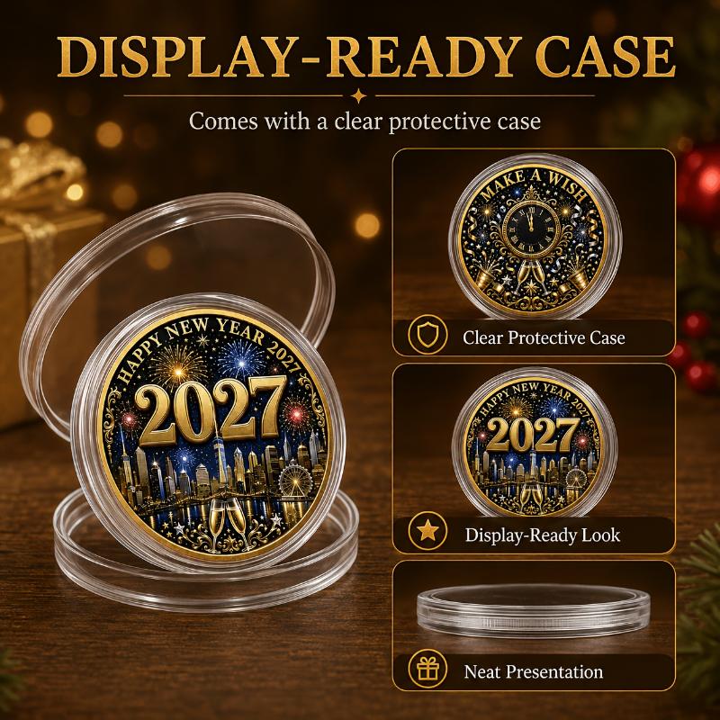 2027 Commemorative Coin Art Collectible Souvenir Clear Engraved Pattern Ideal New Year Present for Coin Collectors Keepsake