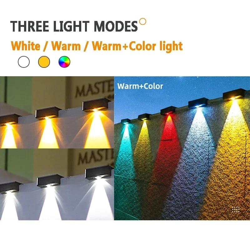 LED Solar Powered Lamp Super Bright Solar Garden Lights Outdoor Waterproof Light Courtyard Fence Decor Wall Lamp Atmosphere Lamp