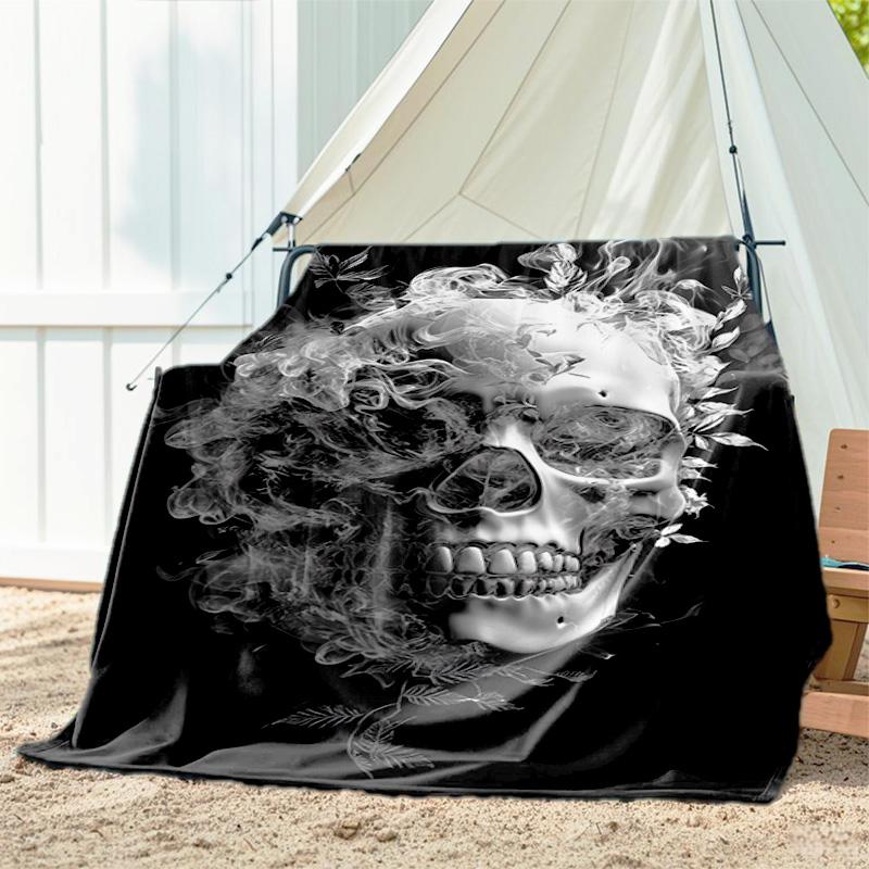 1pc skull pattern blanket, all season lightweight home office outdoor nap multifunctional blanket