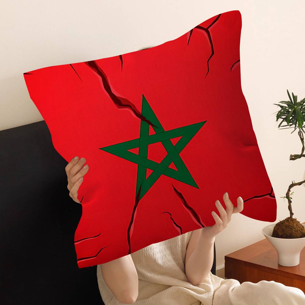 Morocco Map Flag Pillow Cover Sofa Cushion Cover Home Room Decoration Children Gift