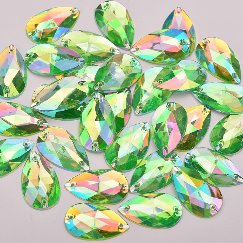 100 шт. 17*28 мм большие швейные кристаллы AB капли стразы аппликация плоские акриловые камни пришивные кристаллы для одежды