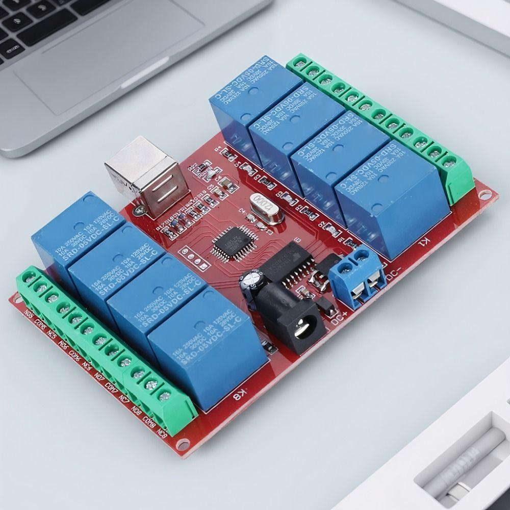 8-Channel Control Switch Relay 5V DC Intelligent Control Module USB Control