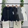 Unisex Waffle Knit Four-Bar Zipper Hoodie & Sweatpants Set