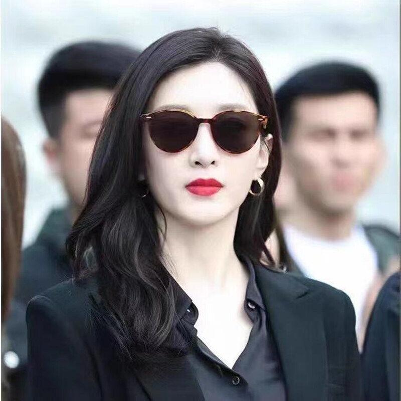 Женские солнцезащитные очки в корейском стиле ретро без степени близорукости, анти-синее излучение, новые солнцезащитные очки, сетчатые красные модные поляризованные линзы, солнцезащитные очки унисекс