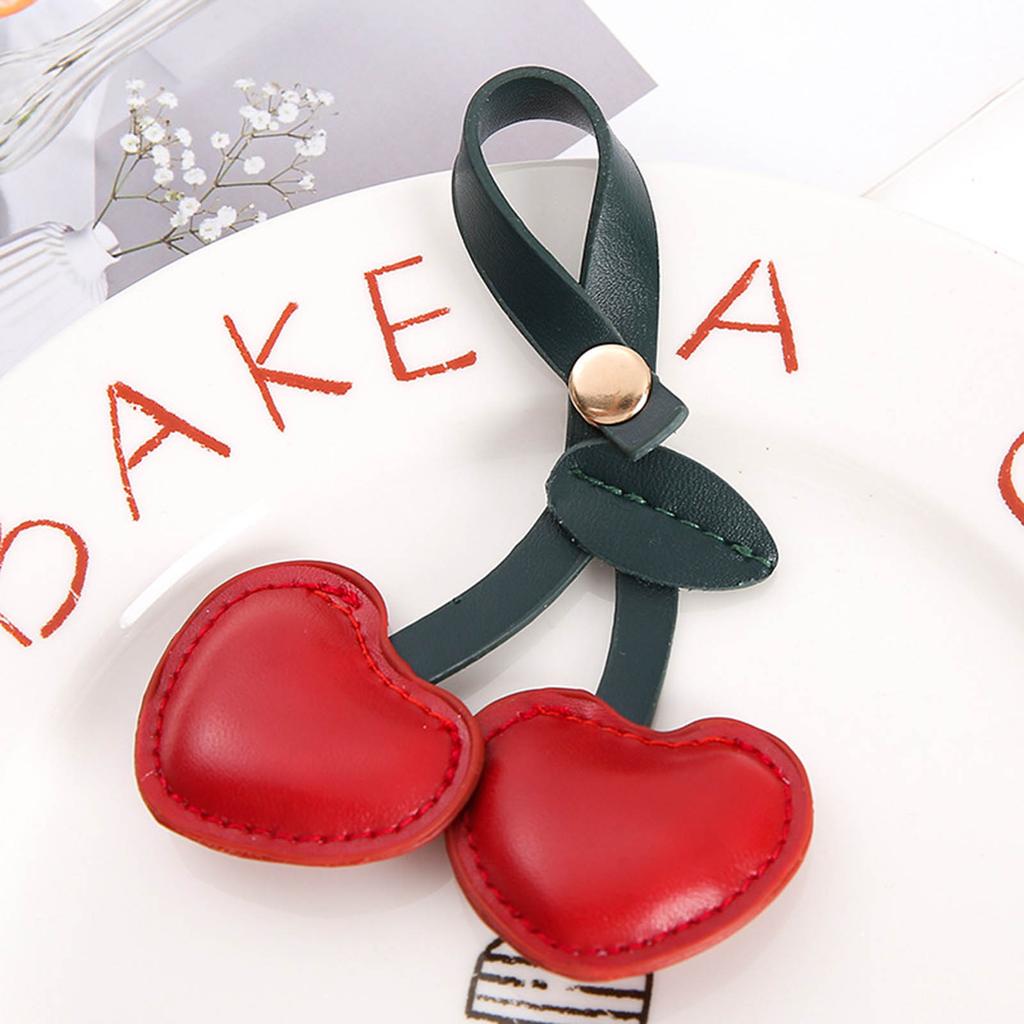 Handmade Cherry Pendant Keychain Heart Charm Keyring Fashionable Fruit Phone Lanyard Ornament Accessory for Backpack Bag