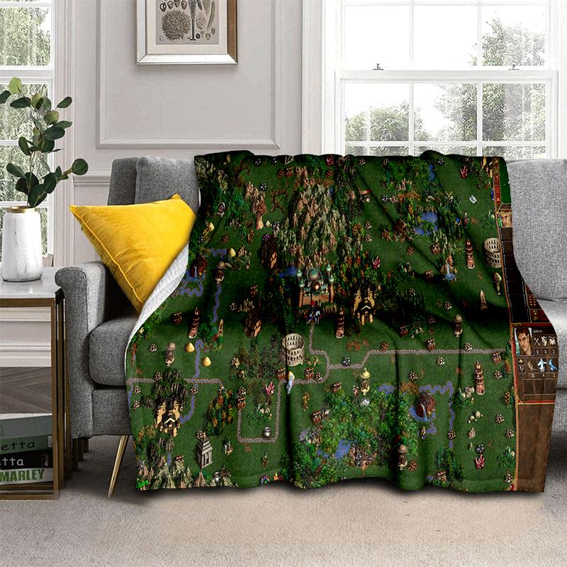 2025 New Style HOMM3 Heroes of Might and Magic Map Treasure Chest Blanket,Soft Throw Blanket for Home Bedroom Bed Sofa Travel