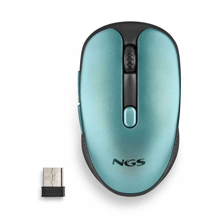 Ngs evo rust ice - souris sans fil rechargeable 2,4ghz,touches silencieuses,3 niveaux de résolution, conçue pour les droitiers, bleu
