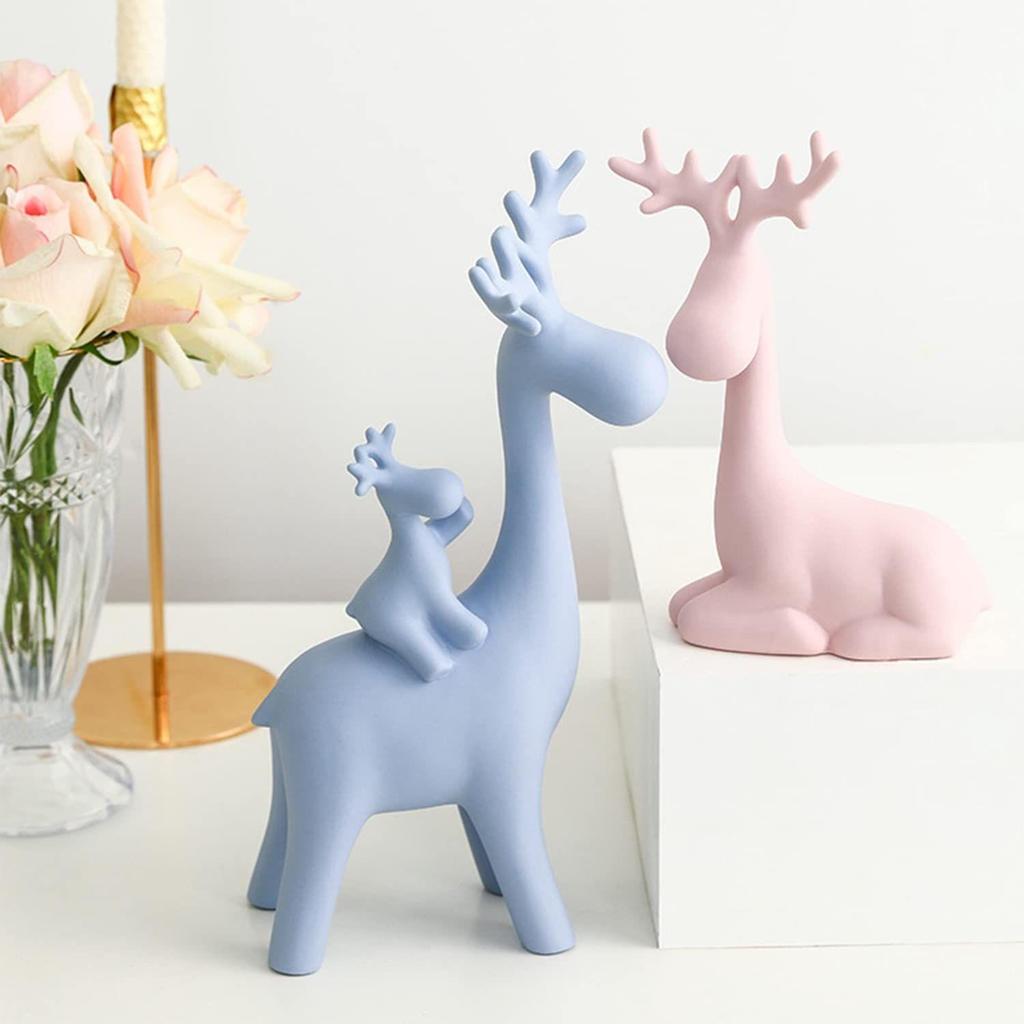 Статуэтка семьи оленей для домашнего декора | Набор фигурок из смолы (Упаковка из 4 штук, разноцветная)