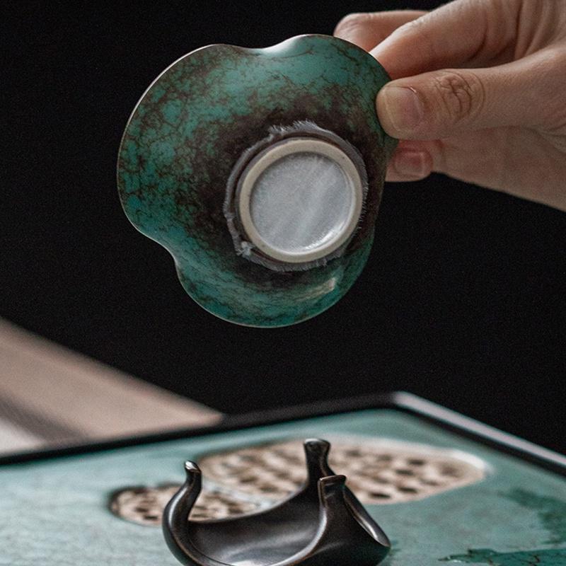 Бирюзово-зеленая глазурь Набор ситечек для чая Японский керамический заварочный чайник Грубая керамика Чайный сепаратор Фильтр Сетка Чайные аксессуары Набор воронок