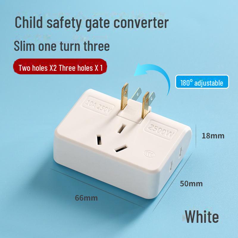 Вращающийся на 180° двухконтактный разъем-конвертер: Преобразует одну розетку в три с помощью конструкции с двумя головками