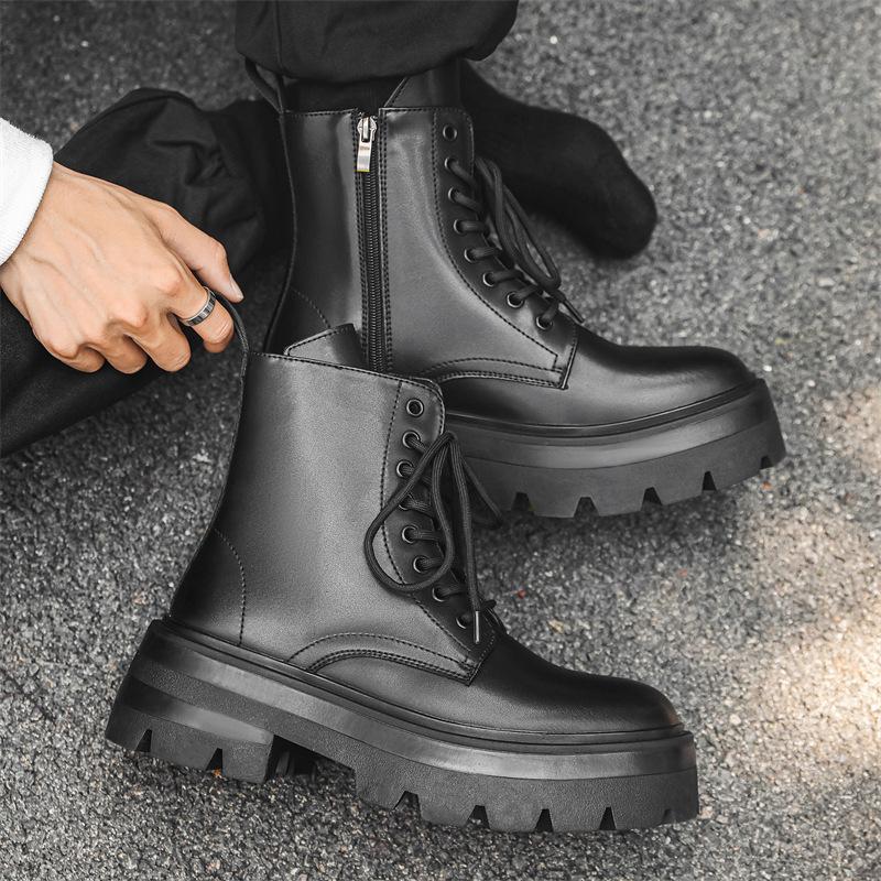 Ботинки Martin мужские, с толстой подошвой, с высоким голенищем, в британском стиле, с высоким голенищем, кожаные, короткие, с боковой молнией, мужские, 3318-J