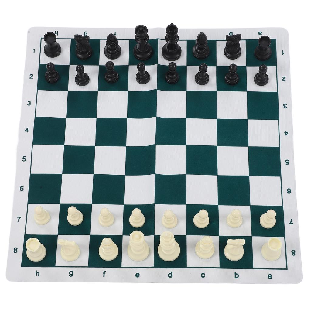 Chess Set Plastic Chess Board Set Desktop Game with 50x50cm Artificial Leather Board for Party