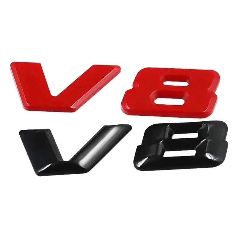 FCUI6 3D Chrome Black V8 Logo Letters Car Fender Emblem Badge Sticker For Mercedes Benz AMG GL ML SL 500 220 C63 S500 V8 Accessories