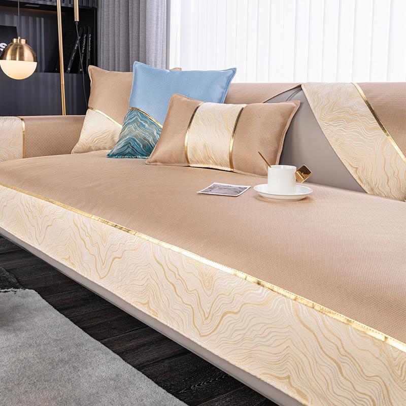 Высококачественный летний летний коврик для дивана, нескользящая подушка, кожаный диван из массива дерева, полностью покрытый тканью