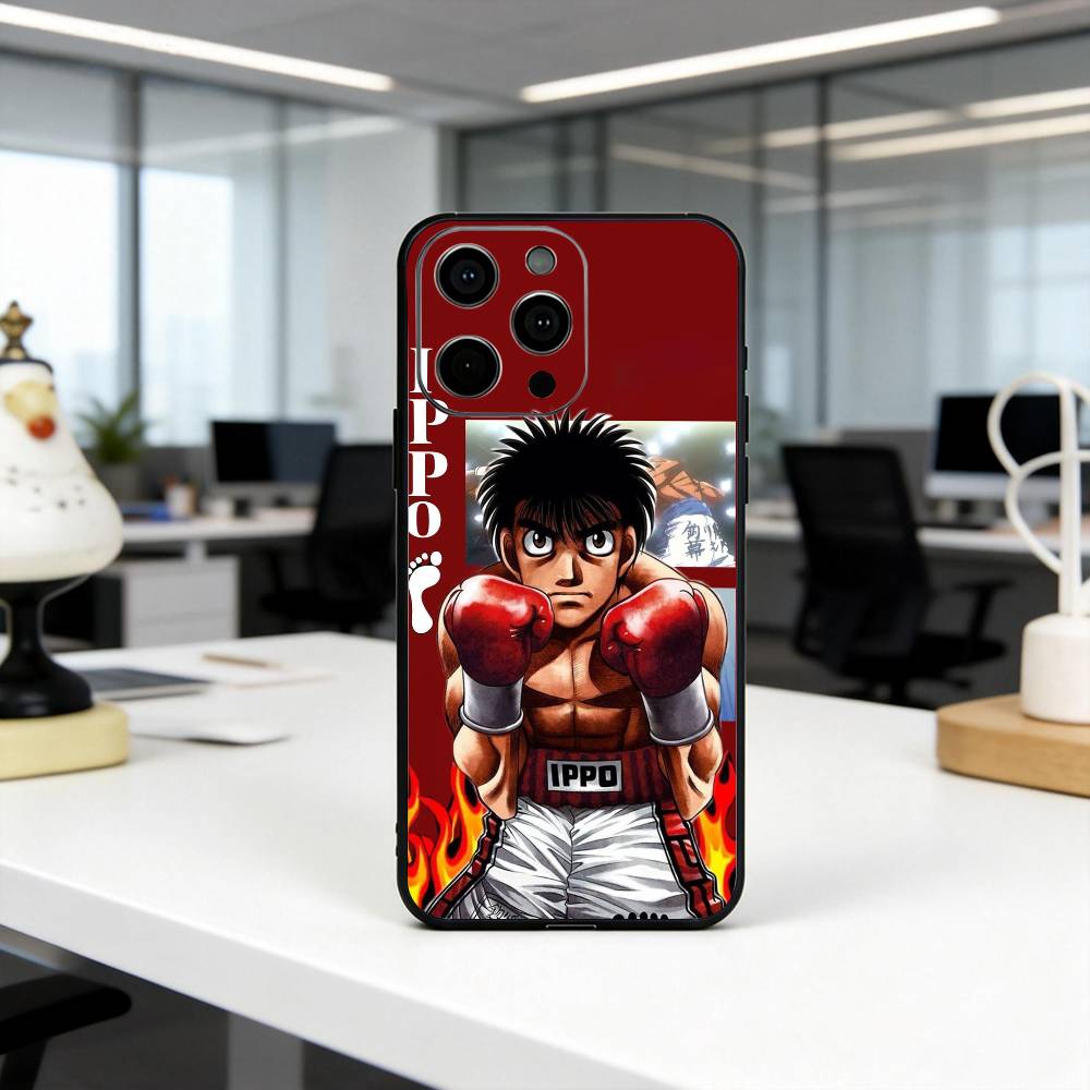 Чехол для телефона B-boxing H-H-Hajime no I-Ippos Для iPhone 17, 16,15,14,13,12,11 Plus,Pro Max, Другие Мягкий Черный Чехол