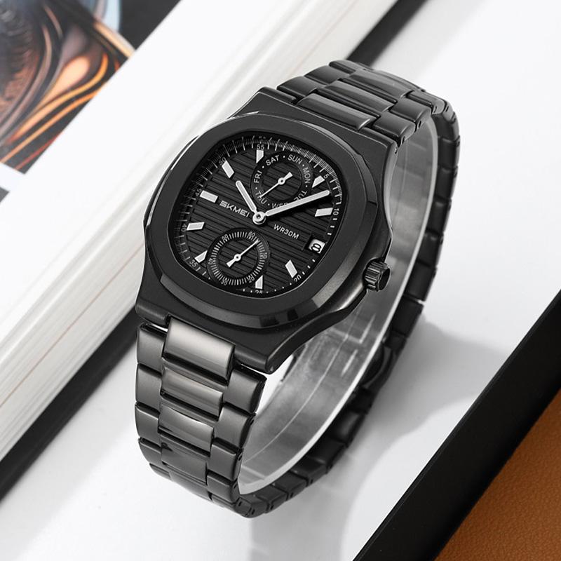 Мужские часы Week Date Quartz Wristwatch Business Men Watch Stainless Steel Waterproof Luminous